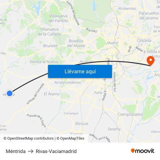 Méntrida to Rivas-Vaciamadrid map