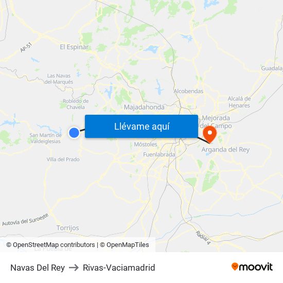 Navas Del Rey to Rivas-Vaciamadrid map