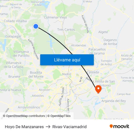 Hoyo De Manzanares to Rivas-Vaciamadrid map