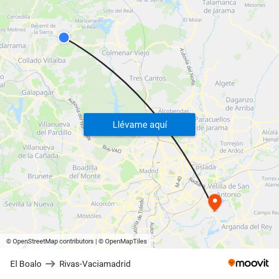 El Boalo to Rivas-Vaciamadrid map