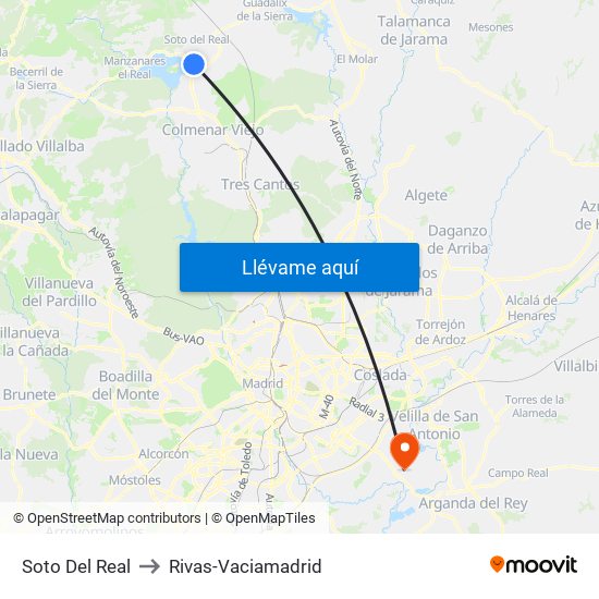 Soto Del Real to Rivas-Vaciamadrid map