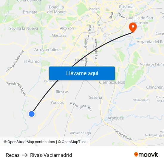 Recas to Rivas-Vaciamadrid map