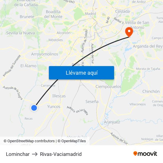 Lominchar to Rivas-Vaciamadrid map