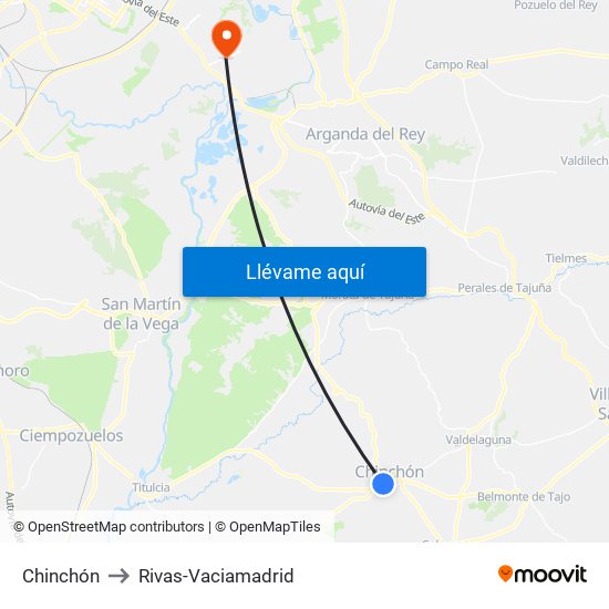 Chinchón to Rivas-Vaciamadrid map