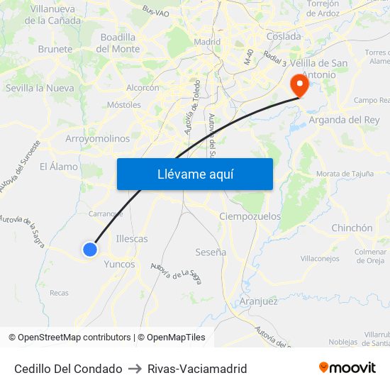 Cedillo Del Condado to Rivas-Vaciamadrid map
