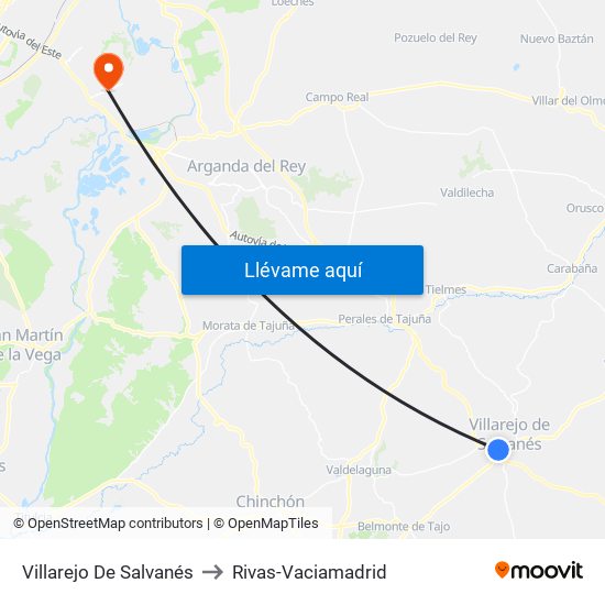 Villarejo De Salvanés to Rivas-Vaciamadrid map