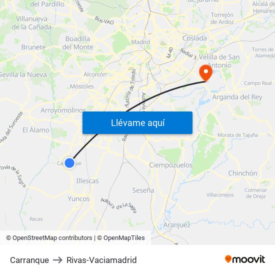 Carranque to Rivas-Vaciamadrid map