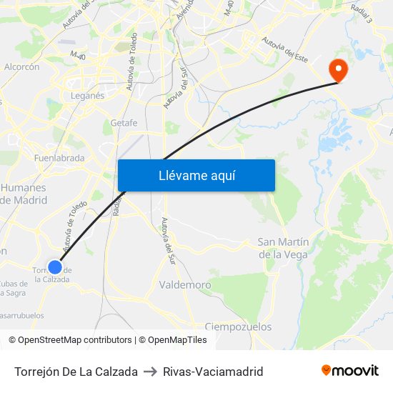 Torrejón De La Calzada to Rivas-Vaciamadrid map