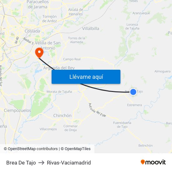 Brea De Tajo to Rivas-Vaciamadrid map
