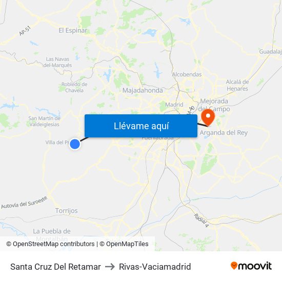 Santa Cruz Del Retamar to Rivas-Vaciamadrid map