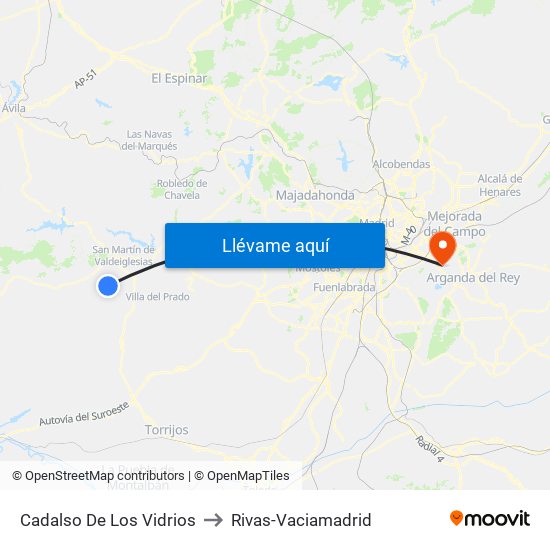 Cadalso De Los Vidrios to Rivas-Vaciamadrid map
