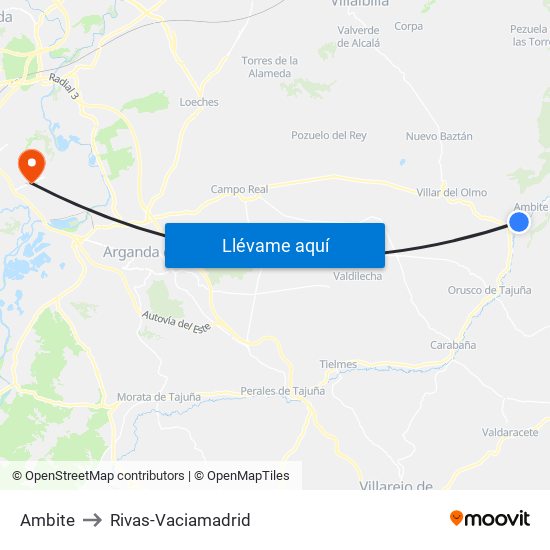 Ambite to Rivas-Vaciamadrid map