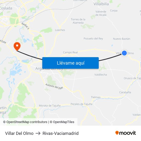 Villar Del Olmo to Rivas-Vaciamadrid map