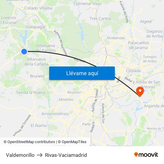 Valdemorillo to Rivas-Vaciamadrid map