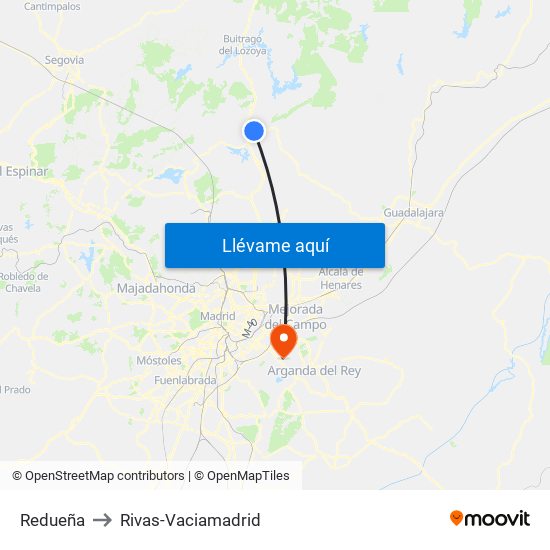 Redueña to Rivas-Vaciamadrid map