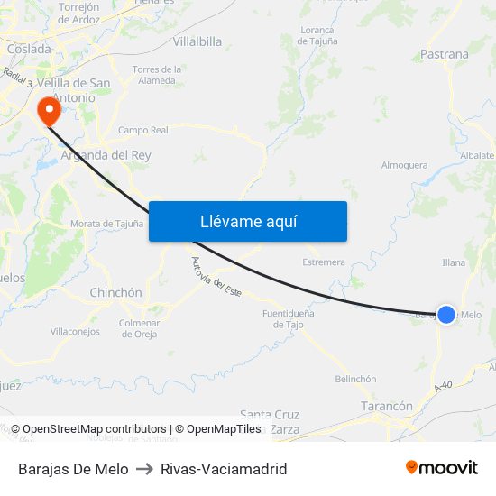 Barajas De Melo to Rivas-Vaciamadrid map