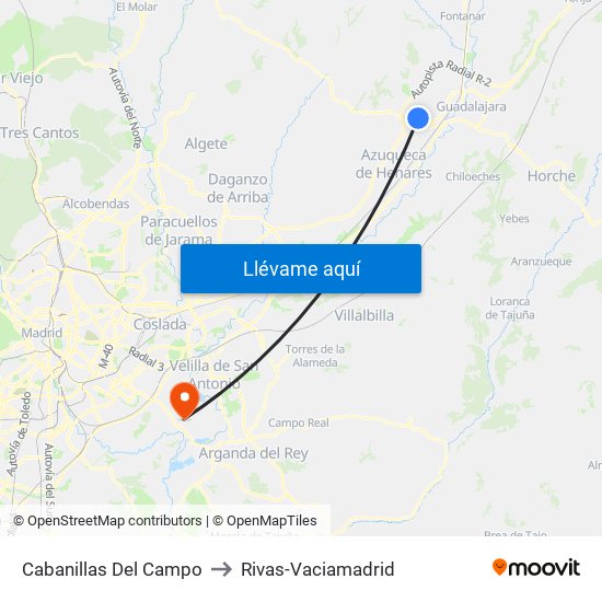 Cabanillas Del Campo to Rivas-Vaciamadrid map