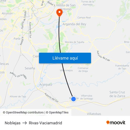 Noblejas to Rivas-Vaciamadrid map