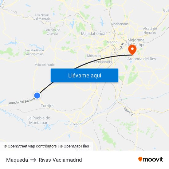 Maqueda to Rivas-Vaciamadrid map