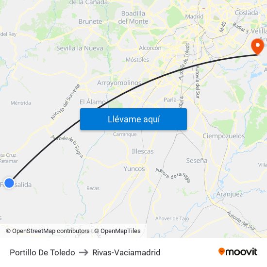 Portillo De Toledo to Rivas-Vaciamadrid map