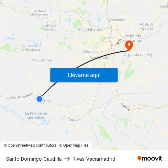 Santo Domingo-Caudilla to Rivas-Vaciamadrid map