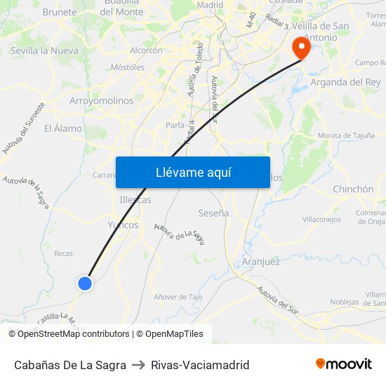 Cabañas De La Sagra to Rivas-Vaciamadrid map
