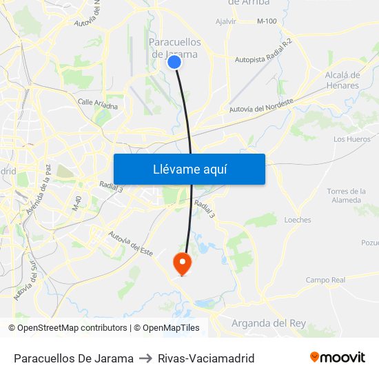 Paracuellos De Jarama to Rivas-Vaciamadrid map