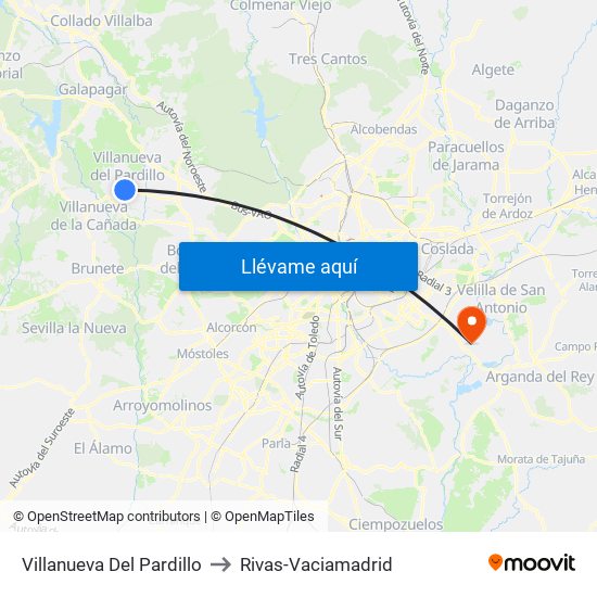 Villanueva Del Pardillo to Rivas-Vaciamadrid map