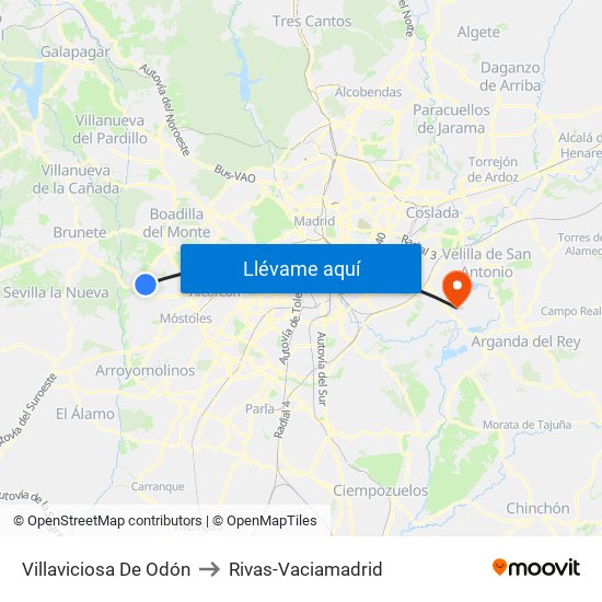 Villaviciosa De Odón to Rivas-Vaciamadrid map