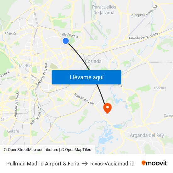 Pullman Madrid Airport & Feria to Rivas-Vaciamadrid map
