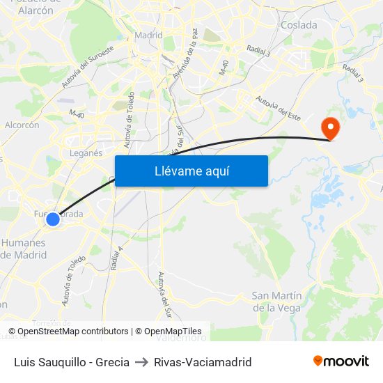 Luis Sauquillo - Grecia to Rivas-Vaciamadrid map