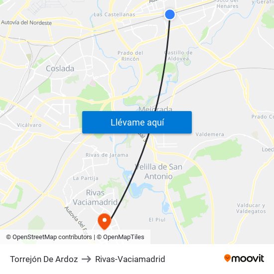 Torrejón De Ardoz to Rivas-Vaciamadrid map