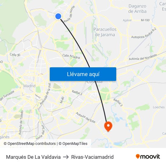 Marqués De La Valdavia to Rivas-Vaciamadrid map