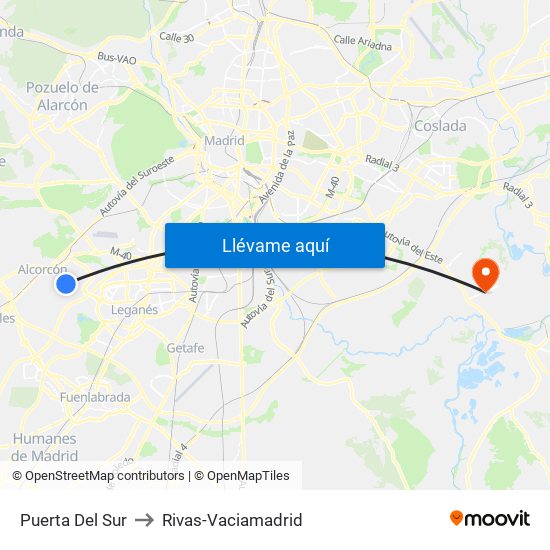 Puerta Del Sur to Rivas-Vaciamadrid map