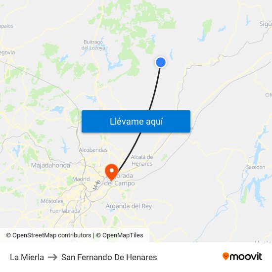 La Mierla to San Fernando De Henares map