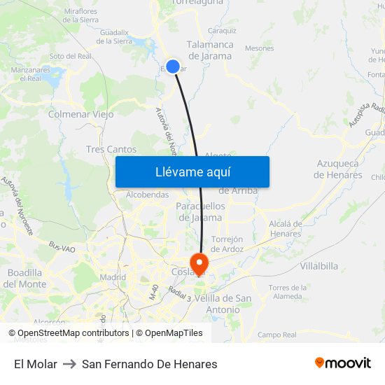 El Molar to San Fernando De Henares map