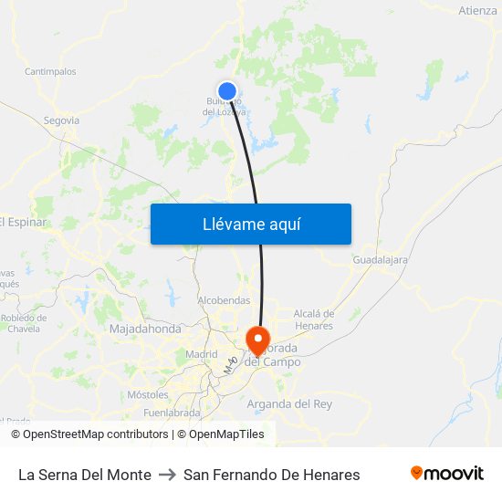La Serna Del Monte to San Fernando De Henares map