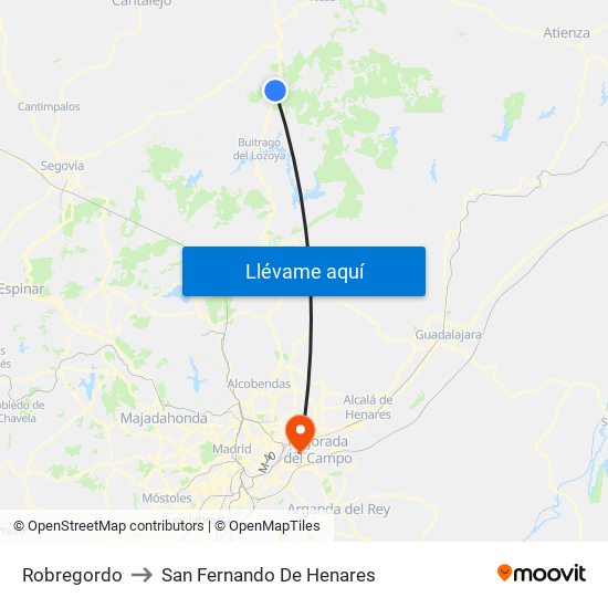 Robregordo to San Fernando De Henares map