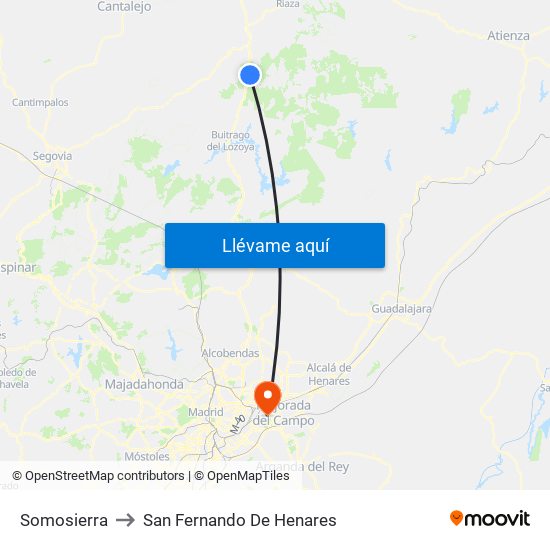 Somosierra to San Fernando De Henares map