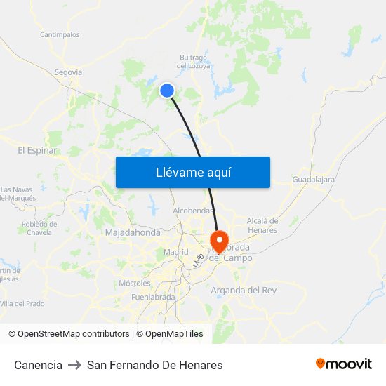 Canencia to San Fernando De Henares map
