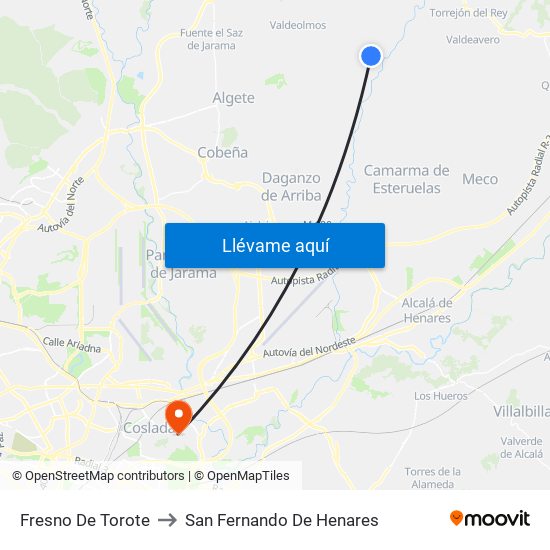 Fresno De Torote to San Fernando De Henares map