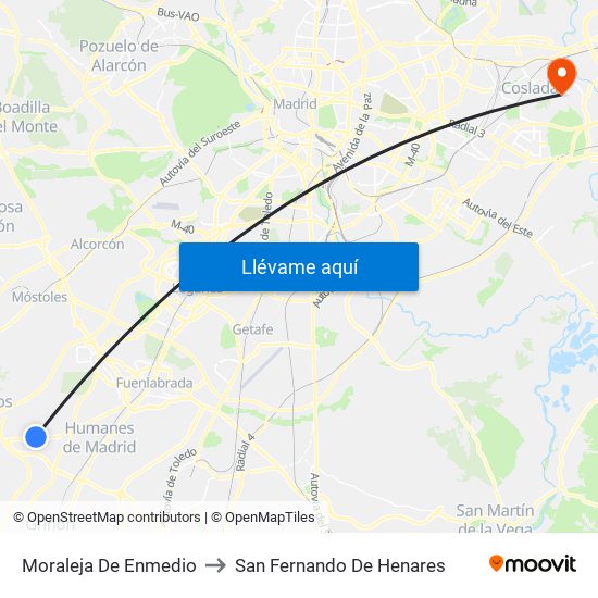 Moraleja De Enmedio to San Fernando De Henares map