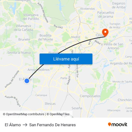El Álamo to San Fernando De Henares map