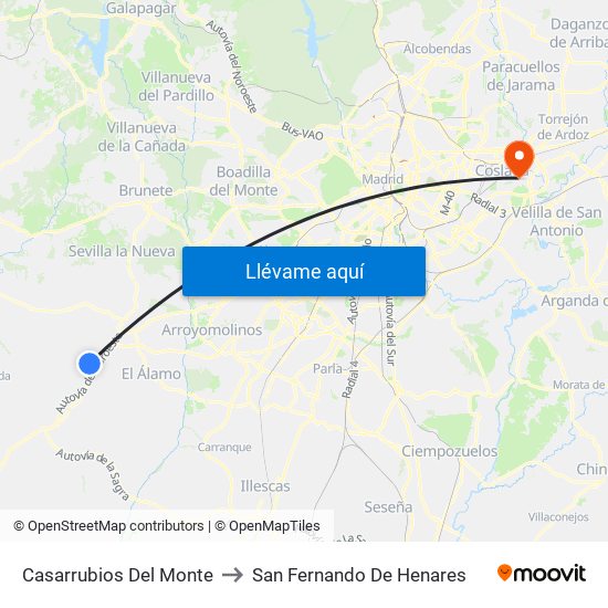 Casarrubios Del Monte to San Fernando De Henares map