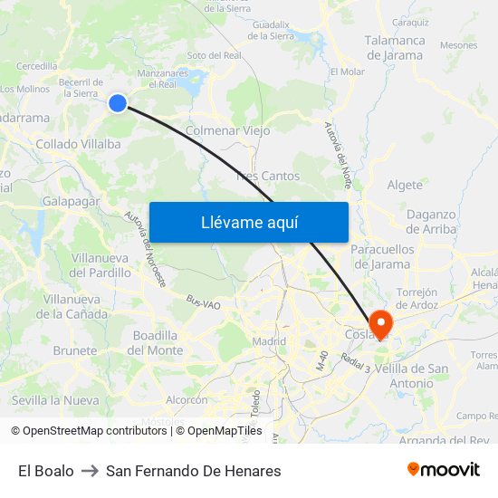 El Boalo to San Fernando De Henares map