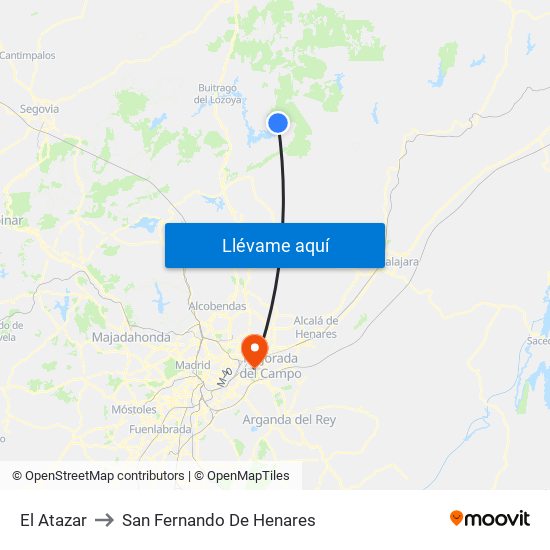 El Atazar to San Fernando De Henares map