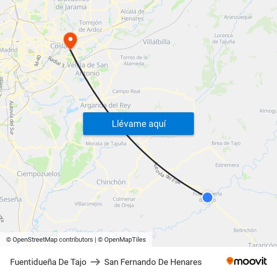 Fuentidueña De Tajo to San Fernando De Henares map