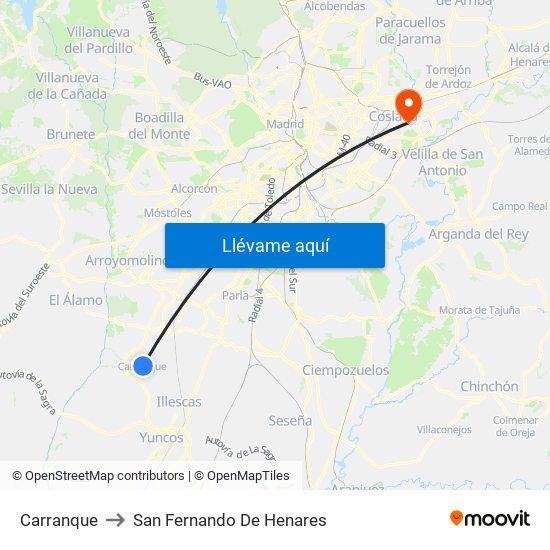 Carranque to San Fernando De Henares map