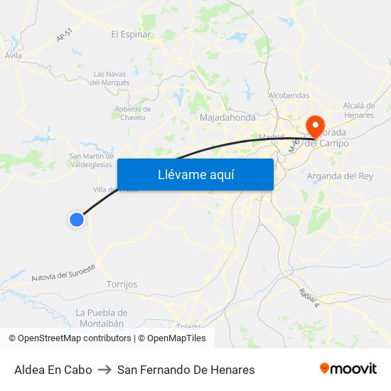 Aldea En Cabo to San Fernando De Henares map