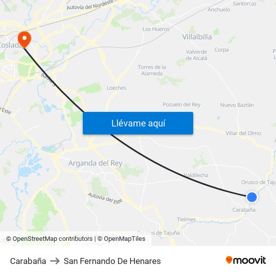 Carabaña to San Fernando De Henares map